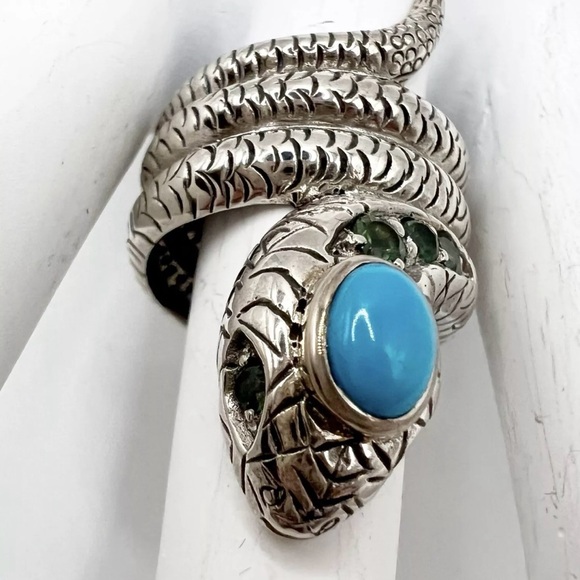🎃Nicky Butler 925 Sterling Silver Turquoise SNAKE Coiled Ring Brand New Unique - Picture 9 of 12